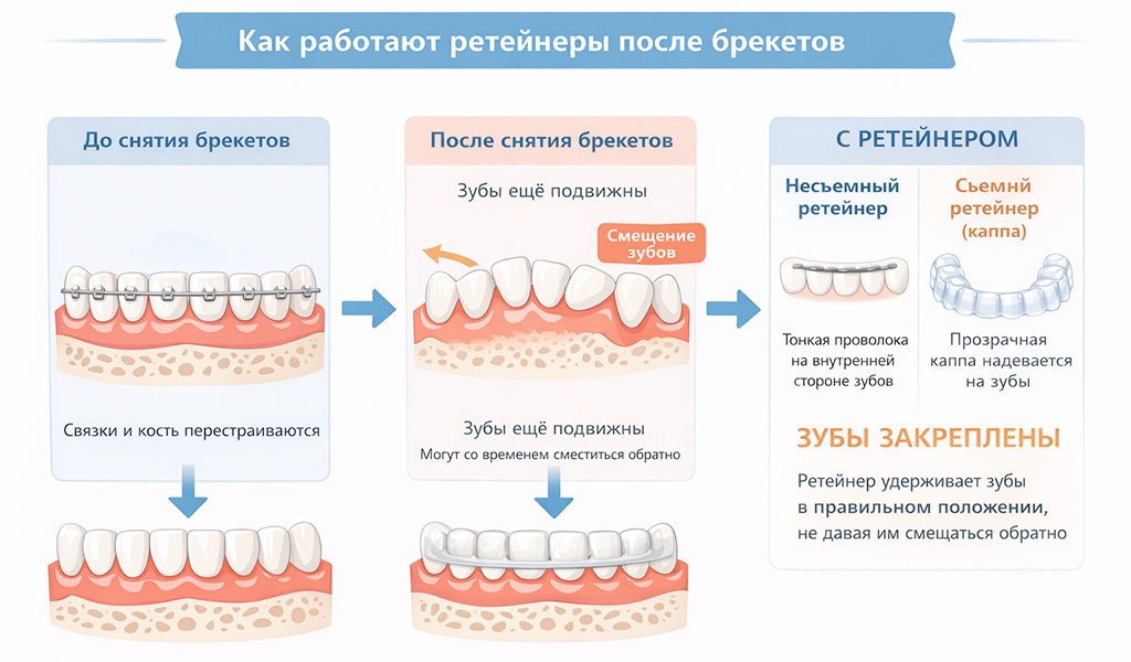 Что делают ретейнеры после брекетов